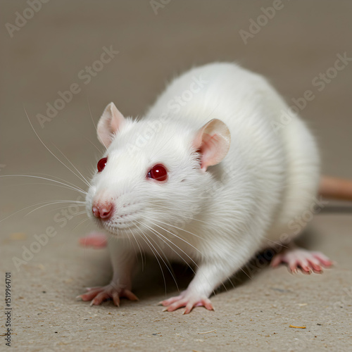 Albino Rat Detailed Photograph of a White Rat with Red Eyes