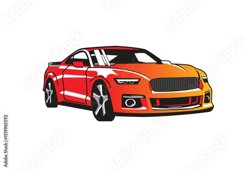 Vibrant sports car illustration in red and orange gradients