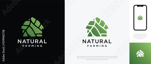 Nature tree farm house logo design. Nature leaf farm logo template. Farming and ranch logo symbol icon	