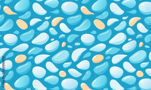 Coastal Pebbles: Blue and Sand Abstract Seamless Pattern