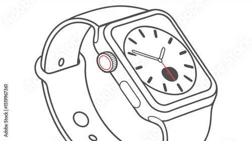 Smartwatch outline vector illustration for design and printing modern wearable technology time device watch