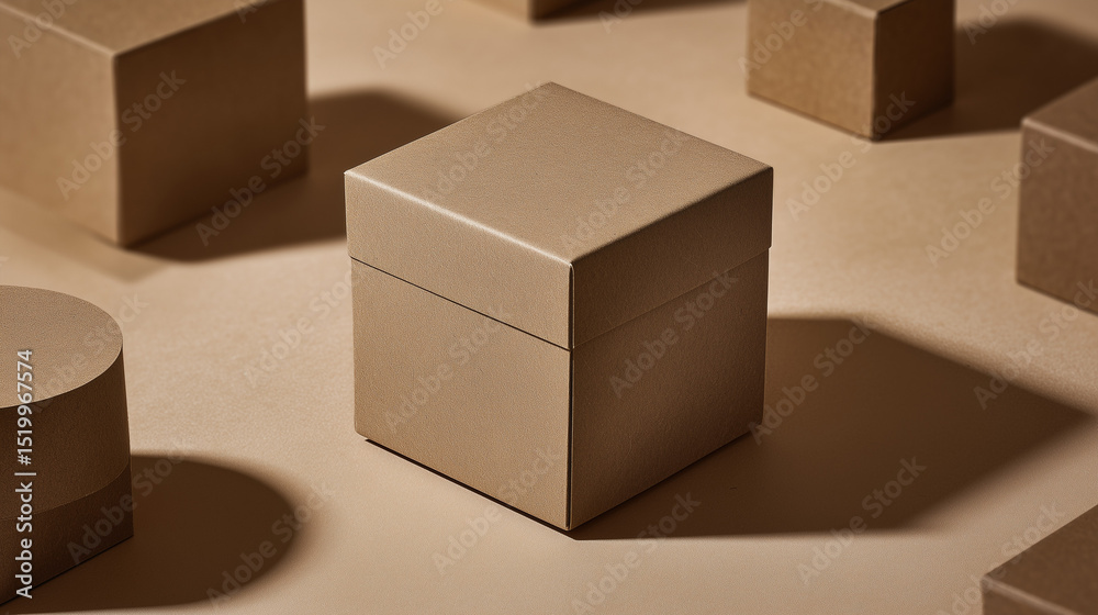 Fototapeta premium Minimal cardboard box packaging template design