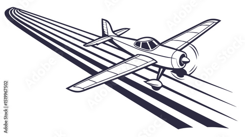 Vintage airplane flying illustration vector design for aviation and aerospace industry graphic resource