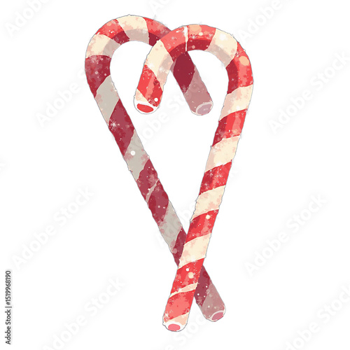 Watercolor Candy Canes Forming a Heart on White – Christmas Illustration