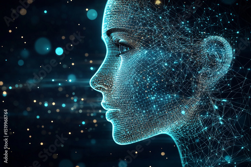 Human head with abstract technology concept
