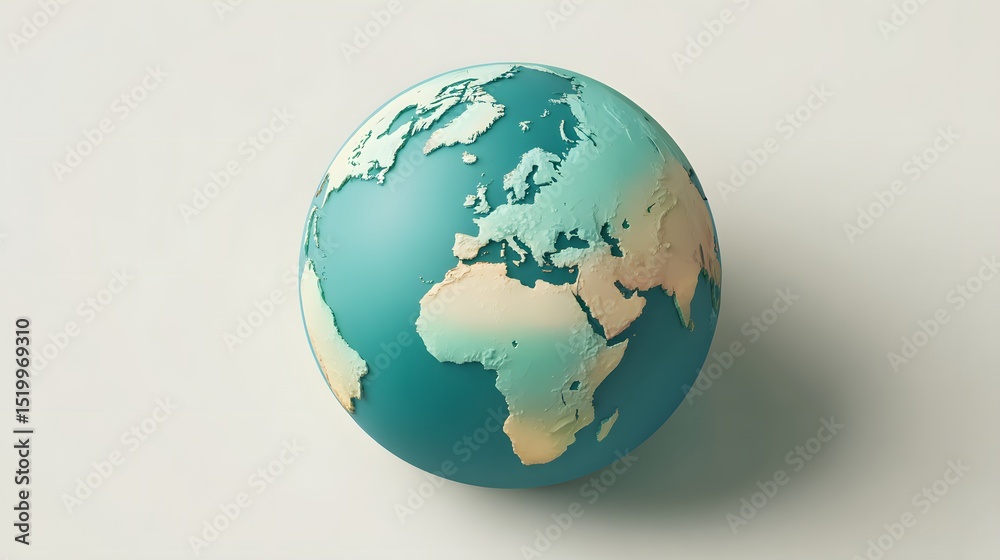 Obraz premium Illustration of a globe showing europe africa and asia on a light background surface in studio shot