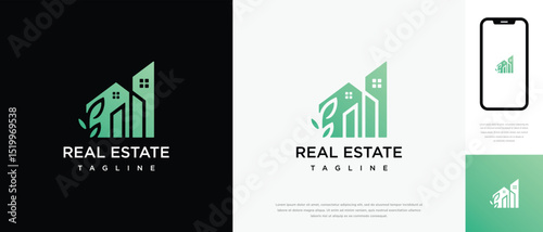 Nature house design logo. Nature house building property icon symbol	
