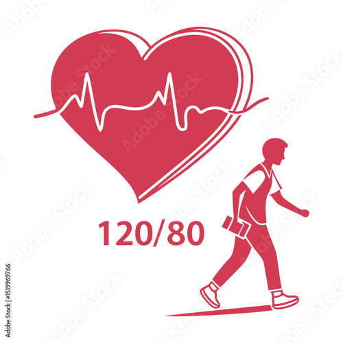 Healthy heart rate walking lifestyle graphic