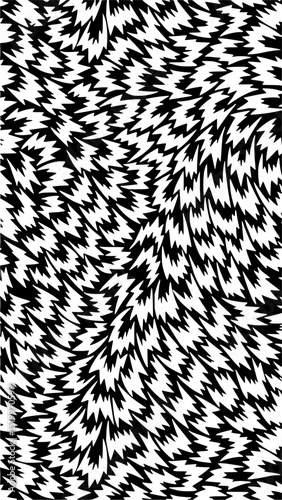 Minimilist monochrome abstract pattern featuring dense arrangement of jagged and angular shapes in black and white vector