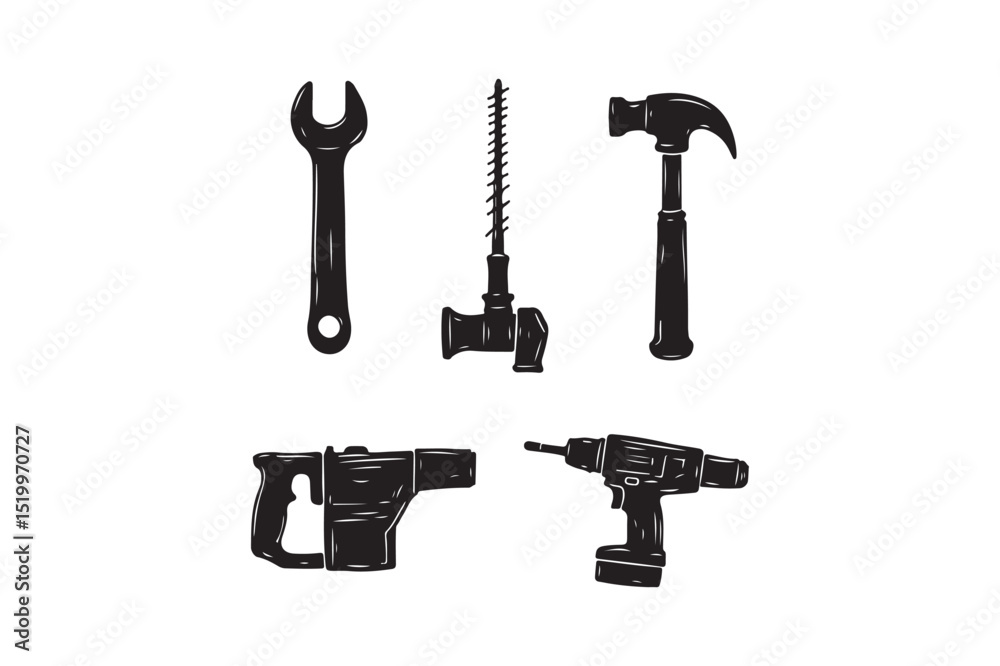 Fototapeta premium Hand and Power Tools Clipart for Construction and DIY Projects