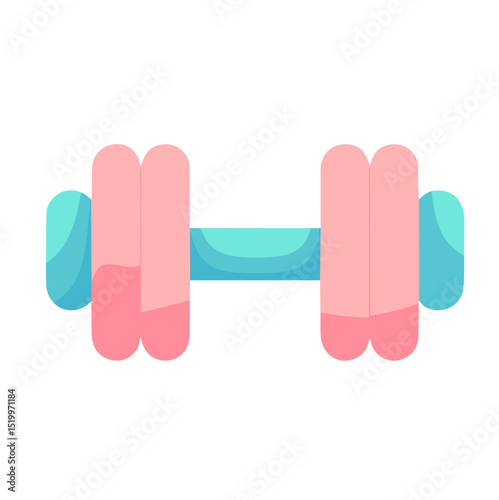 Soft and colorful dumbbell vector illustration symbolizing fitness and strength training for women, on transparent background for wellness, home workout, and female fitness branding