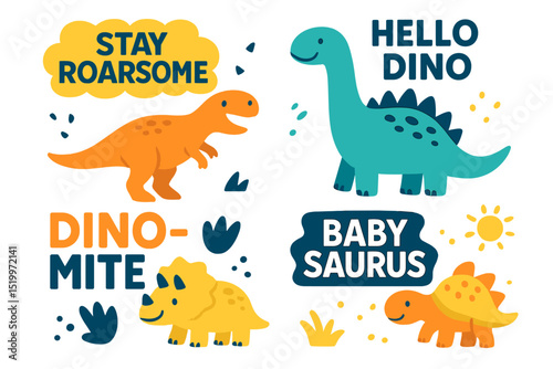 This baby print features Dino and can be utilized for various purposes such as posters, cards, banners, and flyers, all in a hand-drawn vector style