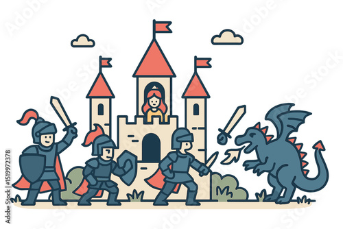 A compilation of fairy tales featuring knights and a medieval castle