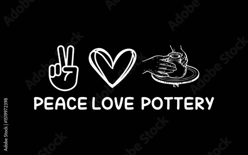 Peace Love Pottery Retro Pottery Ceramics Artist t-shirt quotes svg design