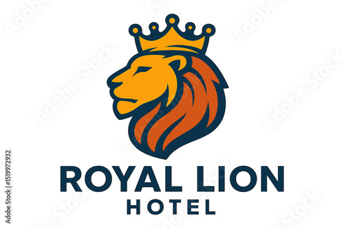 The logo features a royal lion, also referred to as a lion logo or hotel logo, and is available as a vector logo template