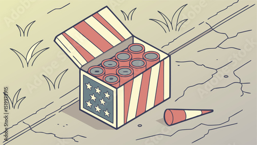 Patriotic fireworks box american flag design celebrating july fourth independence day pyrotechnics fun event