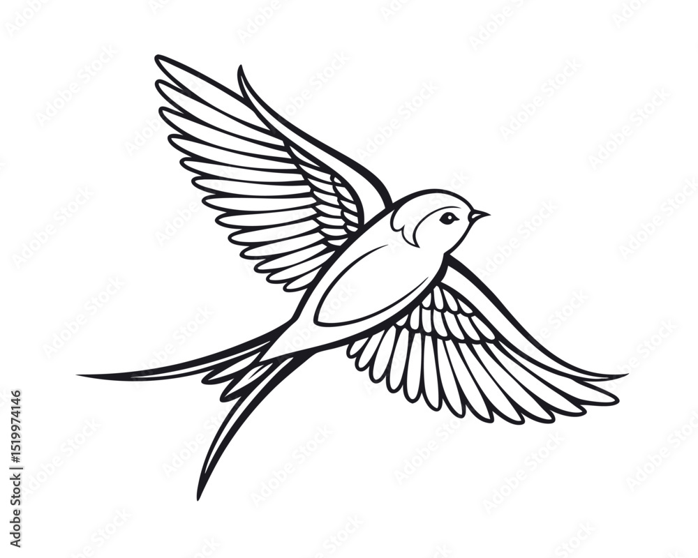 Obraz premium Elegant Line Art Drawing of a Bird in Flight
