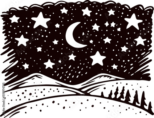 minimalist-night-sky-with-stars-and-a-crescent-moo (2).eps
