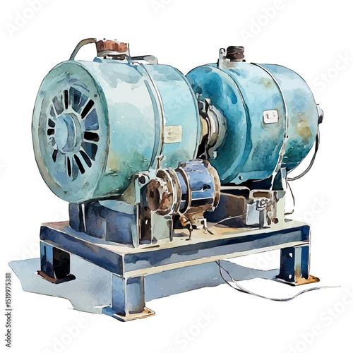 Air Compressors, watercolor vector, high quality, isolated on a white background.