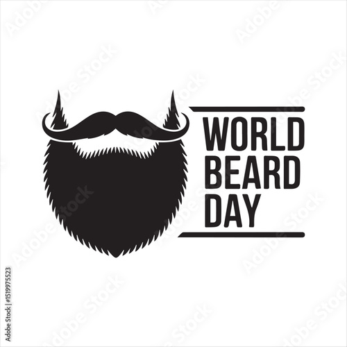 World Beard Day Vector Illustration,Beard Silhouette Icon for Beard Day,Black Beard and Mustache Graphic Design,Minimal Beard Logo for World Beard Day,Beard Celebration Day Vector Art