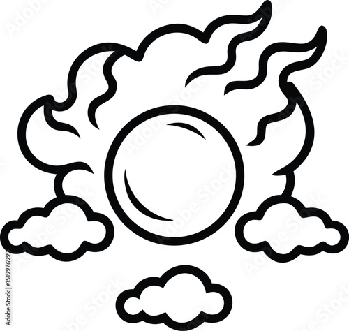 Burning orb envelope silhouette design with transparency on a white background vector