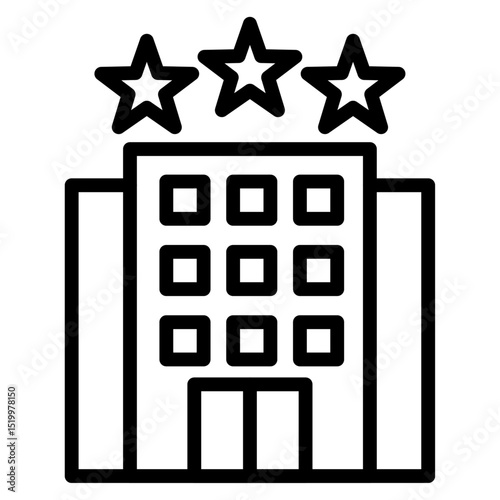3 star hotel icon Simple thin line stroke