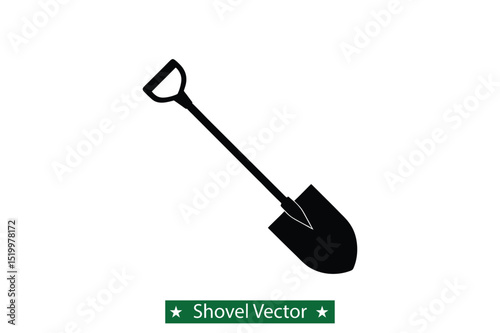 Shovel silhouette vector  illustration, Shovel silhouette vector bundle 