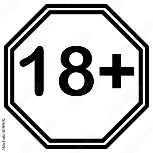 18 plus icon Simple thin line stroke