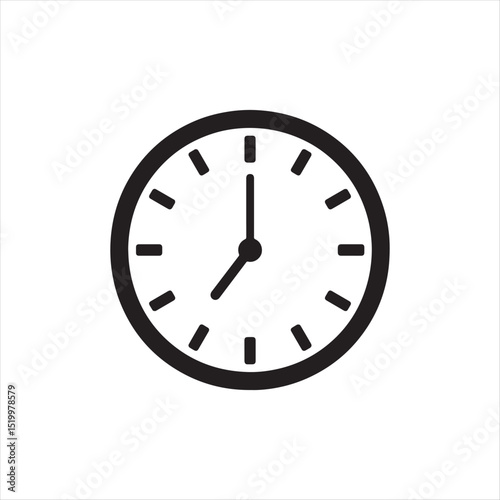 Clock silhouette vector art illustration on white background
