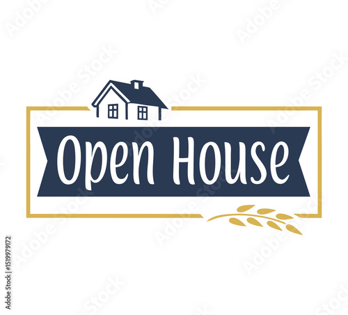 A minimal vector logo for a banner with the text "Open House".