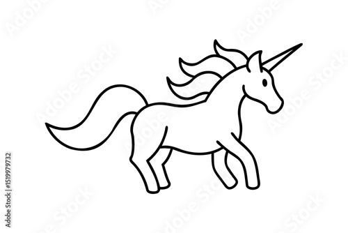 Cute lineart unicorn galloping magical creature