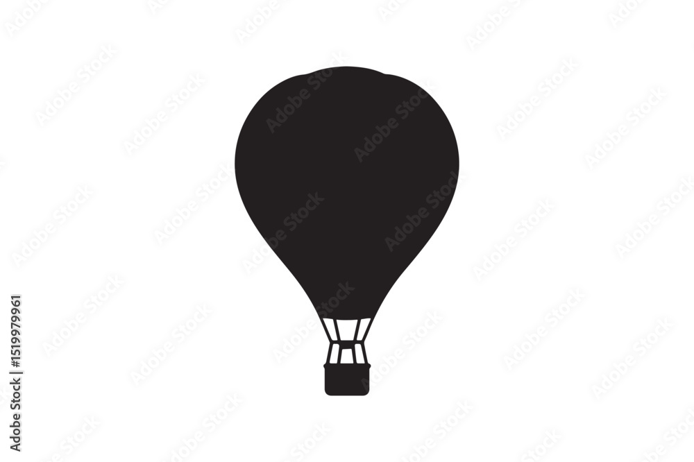 Fototapeta premium Hot air balloon silhouette vector art illustration on white background