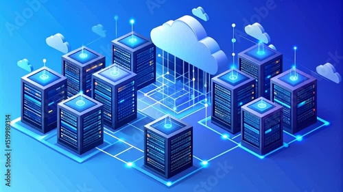 Cloud Computing and Data Servers Isometric View for Business and Technology Solutions