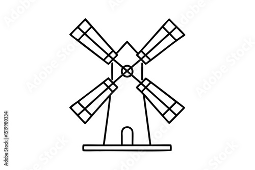 Simple lineart windmill illustration rural farm icon