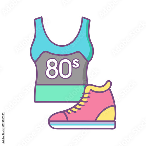 Retro 80s Fashion Womens Athletic Top and High Top Sneakers