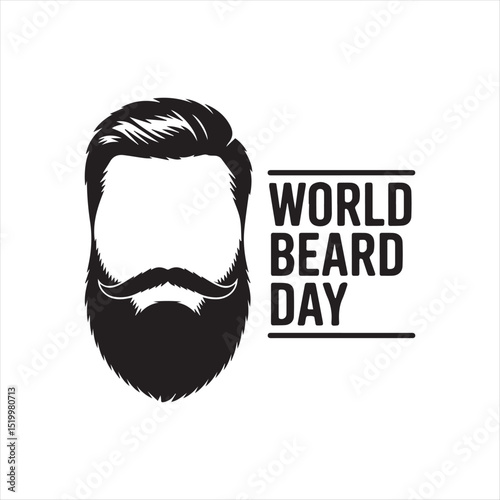 World Beard Day Vector Illustration,Beard Silhouette Icon for Beard Day,Black Beard and Mustache Graphic Design,Minimal Beard Logo for World Beard Day,Beard Celebration Day Vector Art