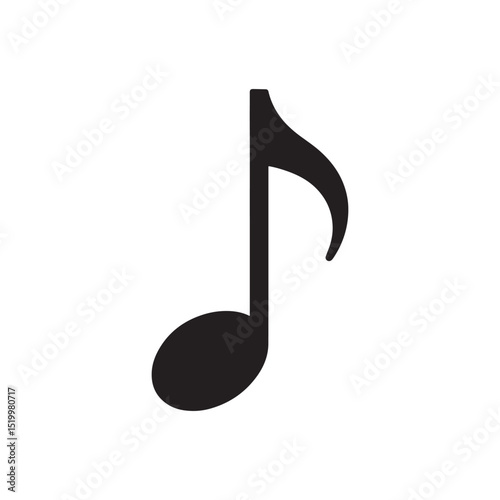 Music note silhouette vector art illustration on white background