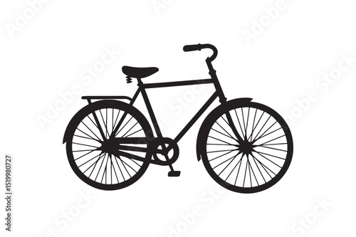 Old bicycle silhouette vector art illustration on white background