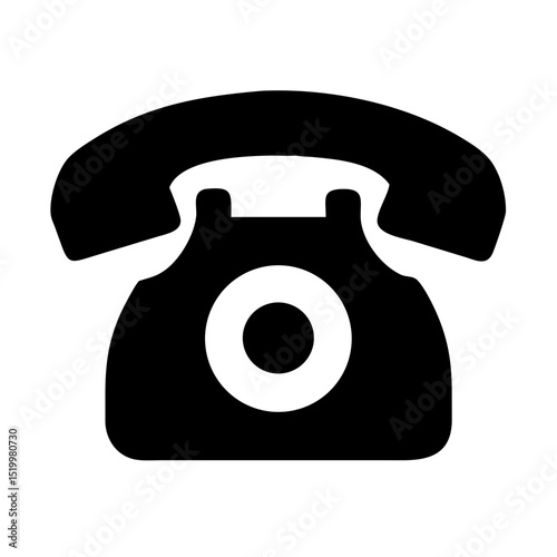 Classic Retro Rotary Telephone Icon Black Silhouette Image for Communication Contact Us