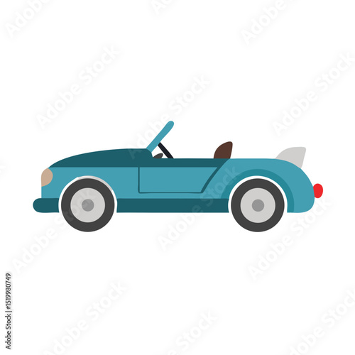 A Classic Teal Blue Convertible Sports Car Illustration