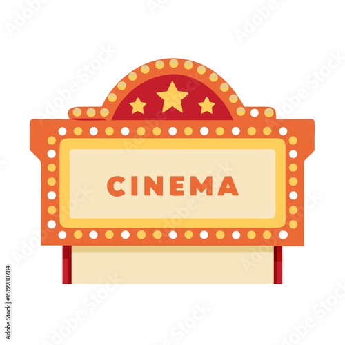 Classic Cinema Movie Theater Marquee Sign with Lights and Stars