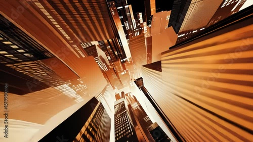 Urban skyline perspective, abstract view of city buildings