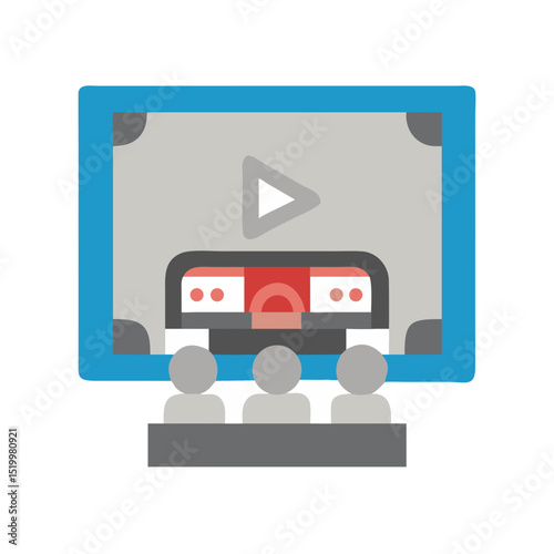 Audience Watching VHS Tape Playback on Large Screen