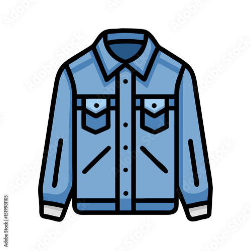Classic Blue Denim Jacket Illustration Fashion Apparel Design