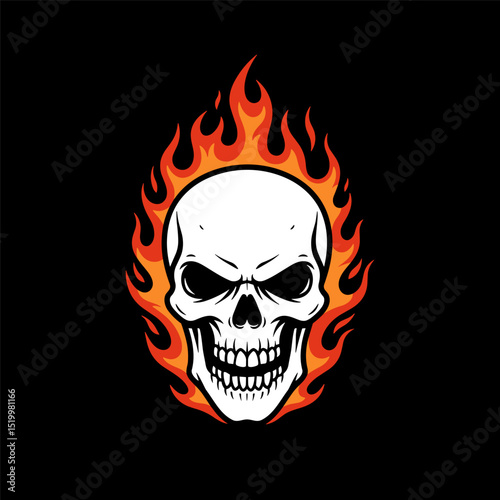 Simple of fire skull head design illustration