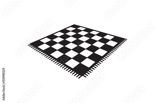 Picnic blanket silhouette vector art illustration on white background