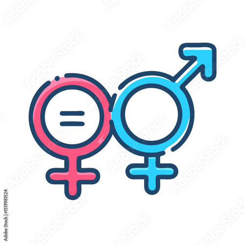 Gender Equality Symbol Male Female Equal Rights Icon Graphic Design Illustration