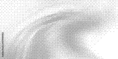 Pixelated bitmap distortion with dither effect and speckled glitch 8 bit noise. Horizontal gradation mimics signal disruption or audio waveform interference. Vector illustration