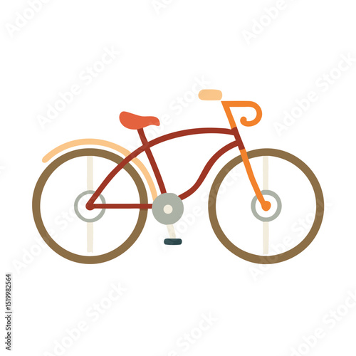 A Classic Vintage Style Bicycle Illustration Red Frame Brown Wheels