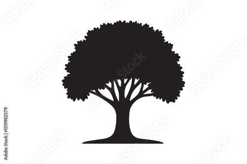 Tree canopy silhouette vector art illustration on white background